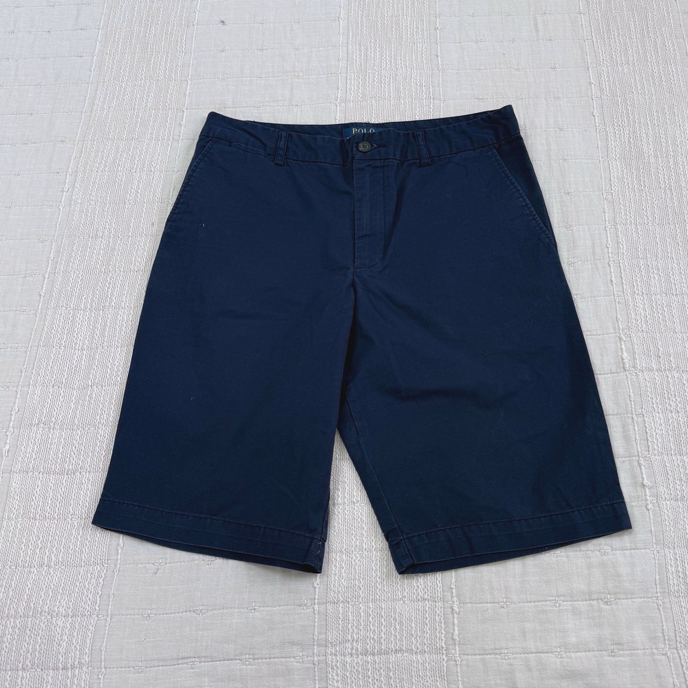 Polo Ralph Lauren Chino Shorts Boy 18 Navy Blue Flat Front Cotton